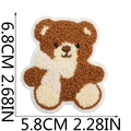 Detailed size map of bear embroidery patch with plush towel texture and dimensions - Brown and Beige Cartoon Bear (9号)