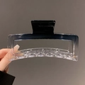Large 13cm gradient black acrylic hair claw clip with a glossy hollow rectangle design - 12.5CM Square / Gradient Black