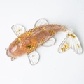 Handcrafted resin koi fish ornament with natural crystal chips and shiny gold foil - Strawberry Quartz