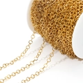 18K gold plated stainless steel O-chain roll for DIY jewelry making accessories - 5mm Width 0.6 Wire Dia / Gold