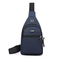 Waterproof dark blue Oxford chest bag for men with multiple zipper compartments - Style 1 (7075) / Dark Blue