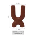 Brown ceramic U-shaped geometric candlestick vase in matte finish, 17cm modern home decor - 13204 Brown 2 Heads