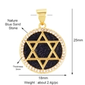 Gold Star of David pendant with Blue Sandstone inlay and dimensions 25x18mm - Gold Blue Sand Hexagram