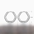 Silver hexagonal stainless steel hoop earrings with size 1.6cm x 1.7cm and 3g weight - Steel - Hexagon Style (ZN469S)