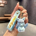 Cute Glaceon Pokemon keychain with light blue PVC charm and logo printed wrist strap - B316-6 Blue / Large