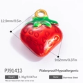 Waterproof 18k gold plated stainless steel strawberry pendant with red enamel finish - PJ91413 Strawberry Shape