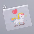 Translucent matte unicorn file bag with sliding zipper and convenient ring hook - Balloon Unicorn / 21*17cm