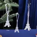 Clear acrylic Eiffel Tower Christmas ornament with white ribbon, 82mm tall - Eiffel Tower Shape (HQZX9)