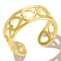 Minimalist gold hollow heart open ring with geometric stainless steel design for women - Gold Continuous Cutout Heart Style (R966G)