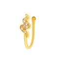 Golden wave-shaped non-piercing nose clip with sparkling zircons on a white background - Snake Style (WG-1173) / Gold