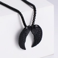 Collar con colgante de alas de ángel en acero inoxidable negro estilo punk en base - Con cadena / Negro