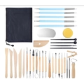 30-piece clay sculpting tool set with wooden knives and carrying case for DIY pottery art - 34-Piece Pottery Tool Set