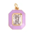 Rectangular gold pendant with emerald-cut zircon and light purple enamel frame - Light Purple Rectangle