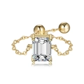 Square White Rhinestone Chain Ring / Gold