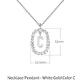 Silver-tone oval pendant with sparkling zircon stones and a polished letter C charm - White Gold C