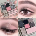 9-Farben-Make-up-Palette mit grau-rosa und glitzernden Tönen in klarem Acrylgehäuse - MBG 7-Farben #23 Millennium Barbie
