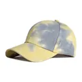 Retro tie-dye cotton baseball cap in yellow and gray with a curved brim for sun protection - Adjustable / Yellow Grey