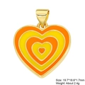 Copper heart pendant with orange and yellow enamel for DIY jewelry making - Orange Yellow Layered Heart Style