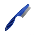 Detailopname van de blauwe vlooienkam met metalen tanden voor honden en katten - Small 14cm / Blauw