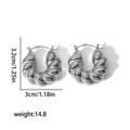 Boucles d'oreilles torsadées croissant en acier argenté poli pour femme de 3,2 cm - Argent (TE6464-S)