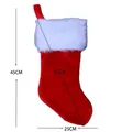 Classic red plush Christmas stocking with white trim and 45cm height specifications - Long Plush Christmas Stocking / Red/White
