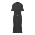 Donkergrijze gebreide midi-jurk met coltrui, korte mouwen en een ceintuur in de taille - XS / Grijs