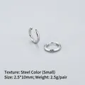 Textured stainless steel hoop earrings in silver finish with a stylish spiral pattern - Twisted Pattern (Small) / Steel