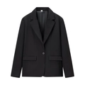Completo da donna nero con blazer a rever e pantaloni eleganti in vista piatta pulita - S / Giacca Nera