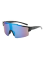 Men's cycling sunglasses with blue-purple mirrored lens and blue splatter black frame - Black Frame Blue Coating