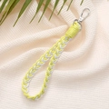 Handmade woven yellow and white gradient lanyard with silver metal clasp on beige fabric - 12mm Wide / Yellow White (K2620)