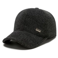 Gorra de béisbol de lana gris oscuro para hombre con logotipo metálico FASHION FS - Ajustable / Gris