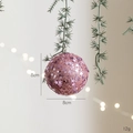 Pink 8cm Christmas foam ball ornament with star sequins hanging on a pine branch - Pink Foam Ball Style A