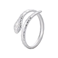 Anillo de serpiente ajustable en acero inoxidable plateado con textura de escamas - Talla 7 (US 7) / Color Acero
