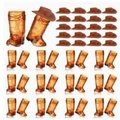 Western cowboy party set with amber boot shot glasses and mini brown plastic hats - 25 Brown Cups & 25 Brown Hats Set