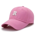 Rosa Baumwoll-Baseballkappe mit weißer R-Stickerei, stilvoller minimalistischer Sonnenhut - Verstellbar / Rosa