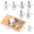 Piping nozzle set with 6 stainless steel tips and a coupler for cake decorating - 6pcs Stainless Steel Piping Nozzles + Converter Set