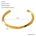 Bracciale rigido aperto a torsione in acciaio inossidabile placcato oro 18k - Oro 18K / Oro