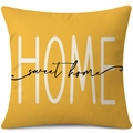 Linen sunflower pillowcase with yellow Home Sweet Home print for home decor - 45x45cm Pillow Cover / Yellow Sweet Home Text-1 (24ym1110-1)
