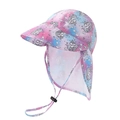 Pink and blue gradient baby sun hat with unicorn print and long neck protection flap - 50cm (1-3 Years) / Pink Purple Unicorn