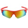 Sportieve rode zonnebril met regenboog spiegelglazen voor outdoor wielrennen - Rood Frame Paars Spiegelende Lens C7