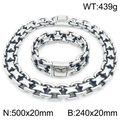 Conjunto de collar y pulsera de eslabones gruesos de 20 mm en plata para hombre - Juego Color Acero (KS225672-KJX)