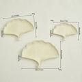 Three-piece set of cream ginkgo leaf ceramic trays in large, medium, and small sizes - Three-Piece Set / Cream