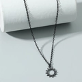 Men's punk style black stainless steel necklace with hollow sun gear pendant design - Sun / Black