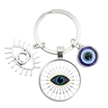 Blaues Evil Eye Schlüsselanhänger mit silbernem Augen-Anhänger und Glasstein - Strahlende Linien Blau Schwarzes Auge (10)