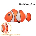 Electric wagging clownfish pet toy in orange and white with USB charging cable - Enhanced Rechargeable 350mAh / Red Clownfish (Without Catnip)