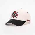 Cappellino da baseball regolabile con ricamo a croce dei semi del poker beige e nero - Regolabile / Crema/Nero