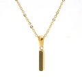 Minimalist gold stainless steel chain necklace featuring a black geometric rectangle pendant - Letter I (Single Pendant)