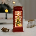 Red telephone booth Christmas lantern snow globe with tree and LED lights - Water Filled Telephone Booth (Xmas Tree)