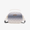 Rainbow gradient crossbody bag with quilted embroidery and wide logo strap - Gray