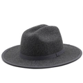 Classic charcoal grey wide brim wool fedora hat with matching ribbon and bound edge - M(56-58cm) / Dark Gray